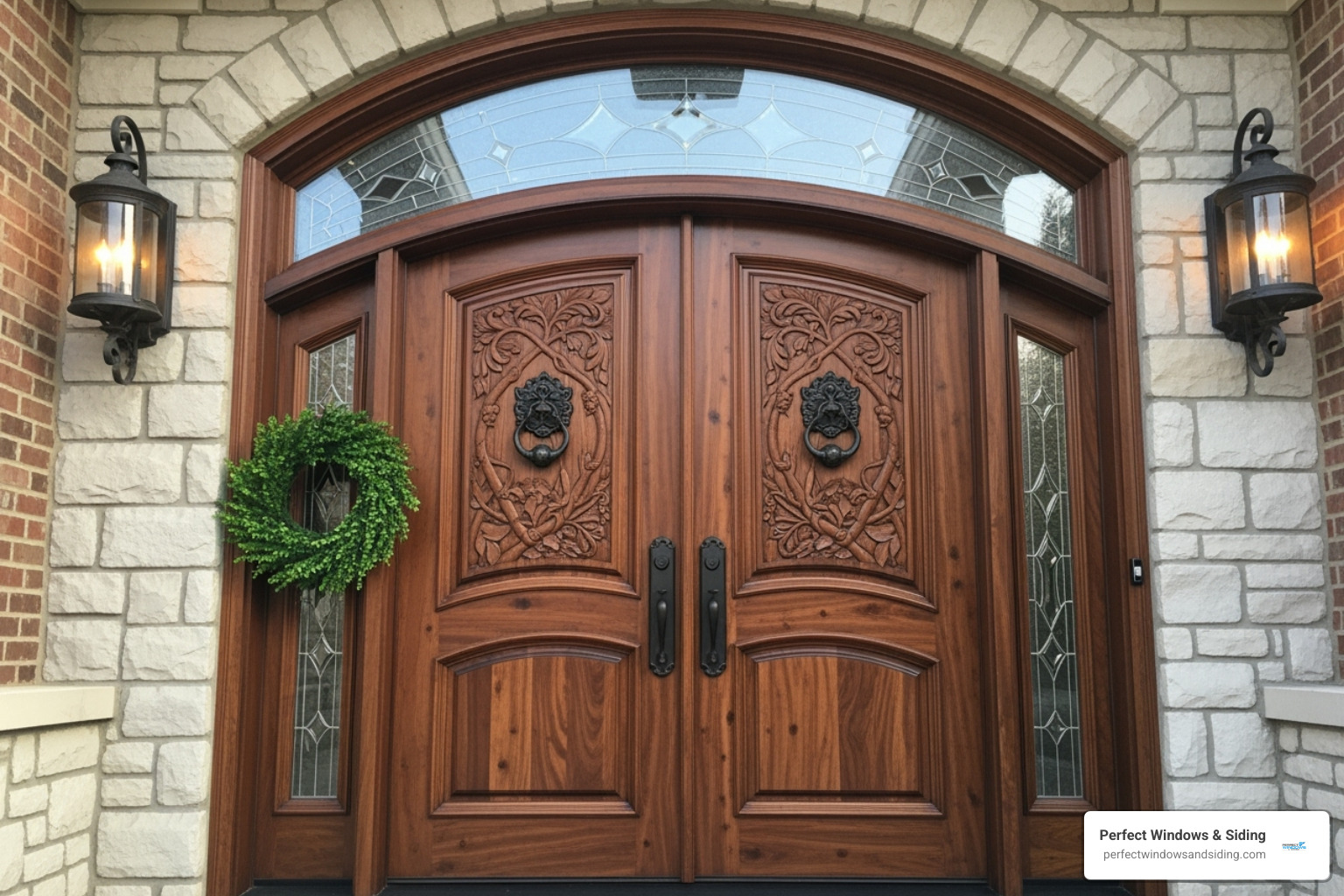 mood board showing various wood species samples, stain colors, and hardware finishes - custom wood double entry doors