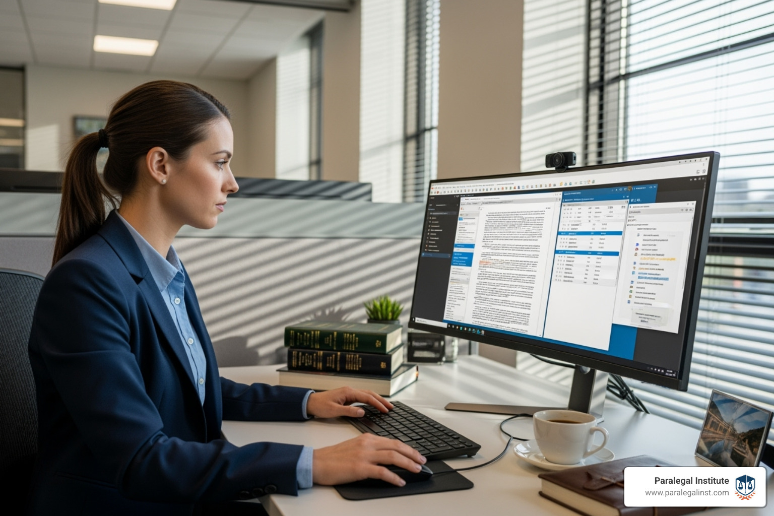 paralegal using legal research software on a computer - paralegal job prospects