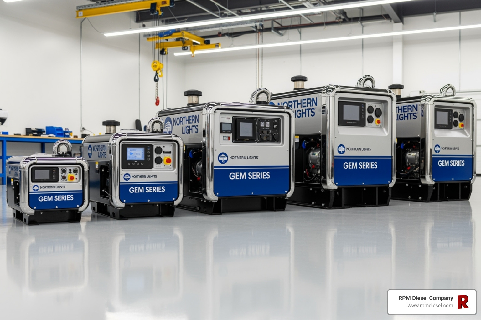 Northern Lights Gem Series generator lineup, showcasing various models and sizes - northern lights lugger generator parts
