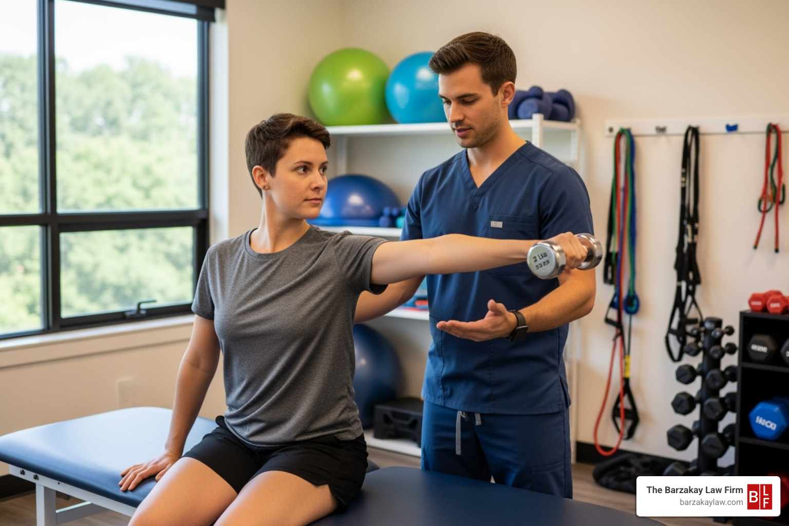 a person in a rehabilitation session with a therapist - traumatic brain injury attorney