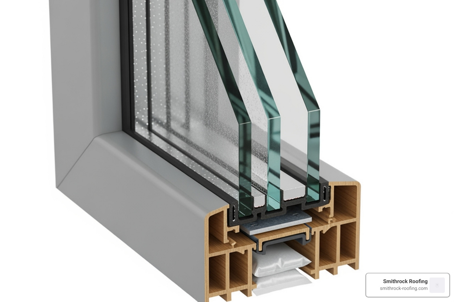 cross-section of a triple-pane, Low-E coated window - window glass replacement winston salem