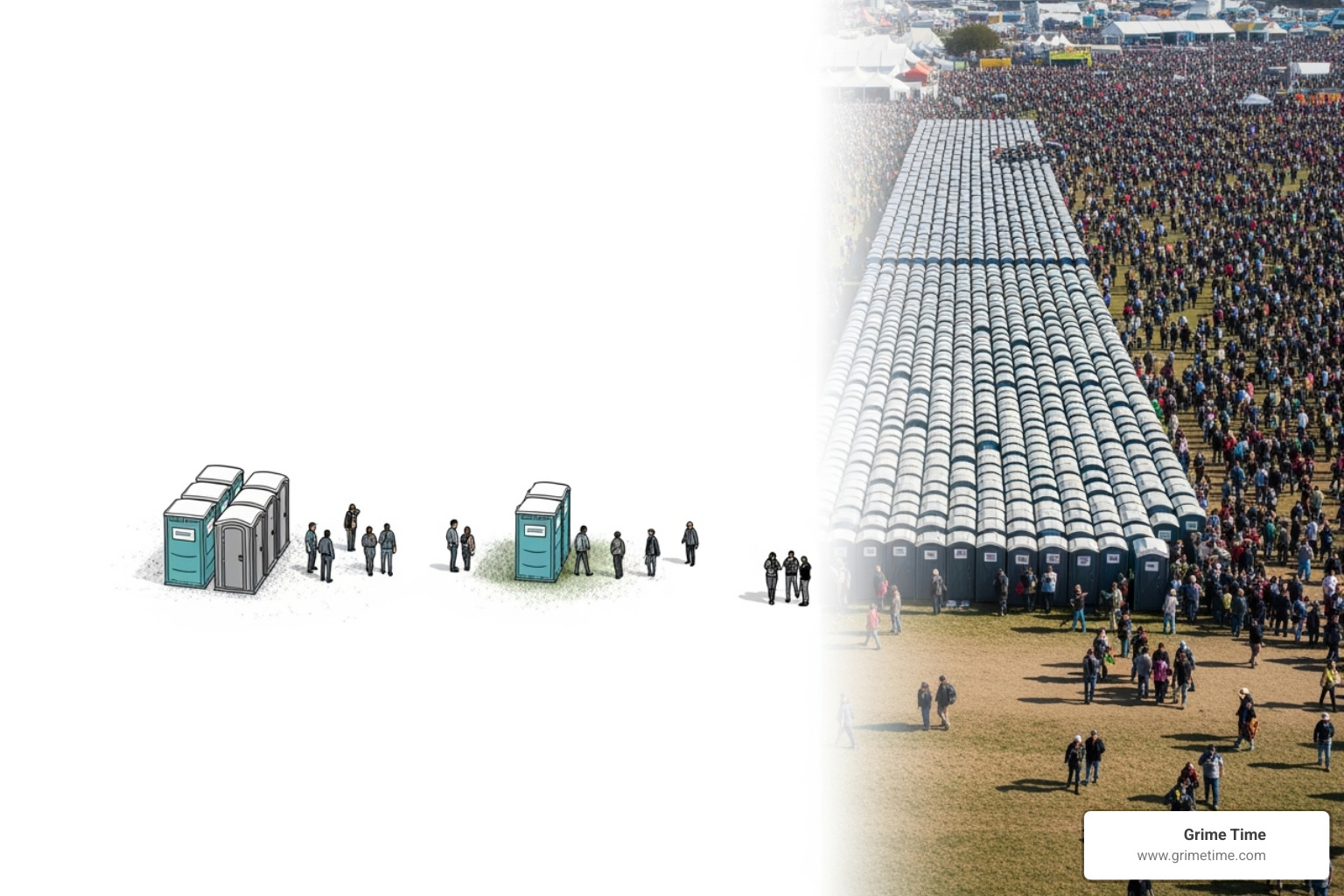 A chart illustrating how to determine the number of portable restroom units needed based on event duration and number of guests. - portable restroom rental