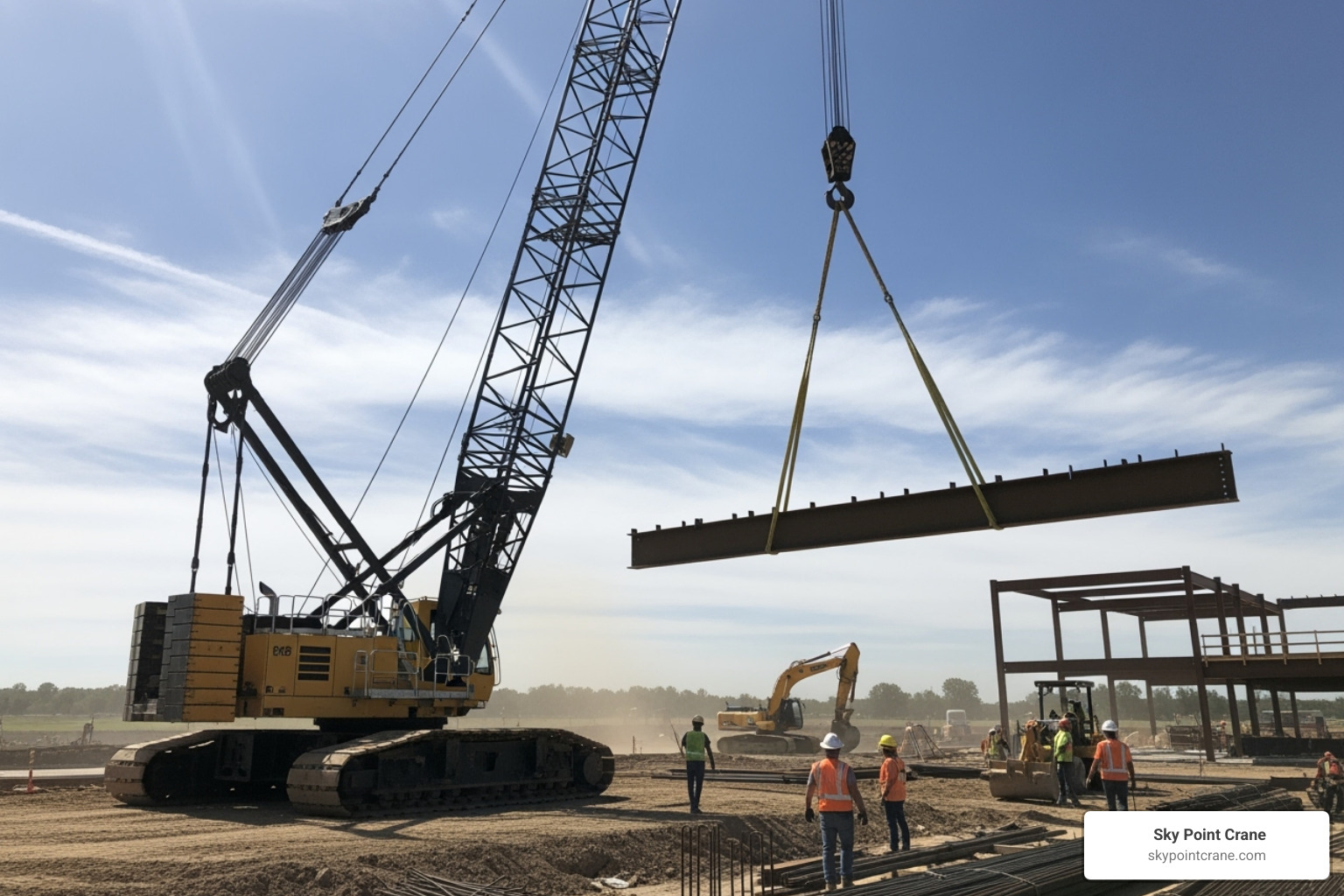 crane lifting steel beam - heavy-duty crane rental