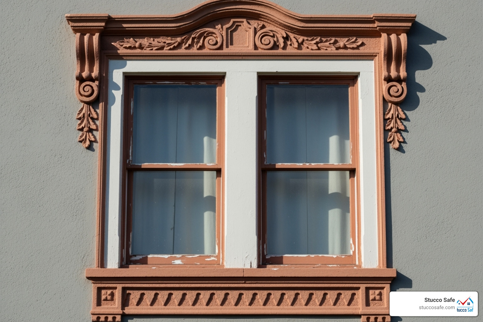 detailed stucco work around window - how much does it cost to stucco a house