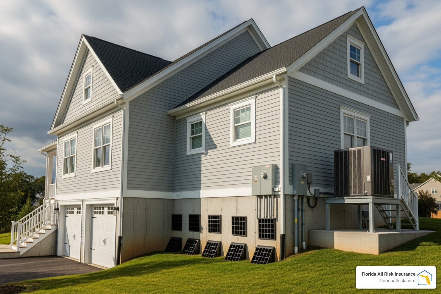 Home with lifted utilities and flood vents installed – Flood insurance for landlords