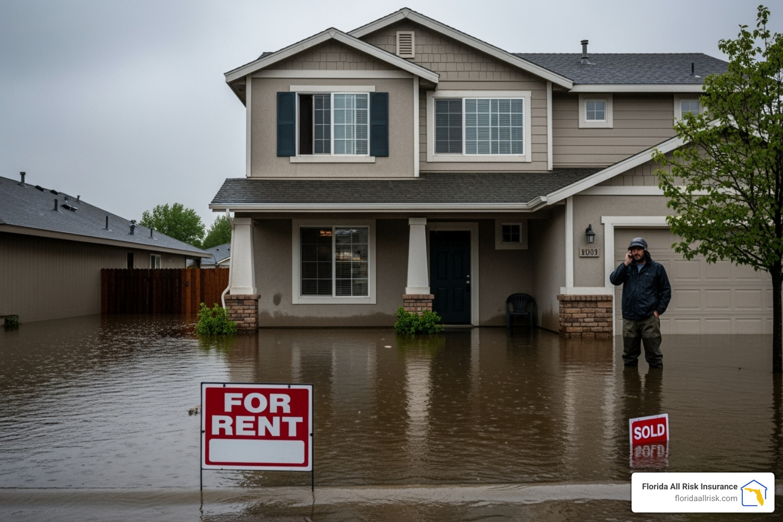 Magnifying glass over an insurance policy document - Flood insurance for landlords