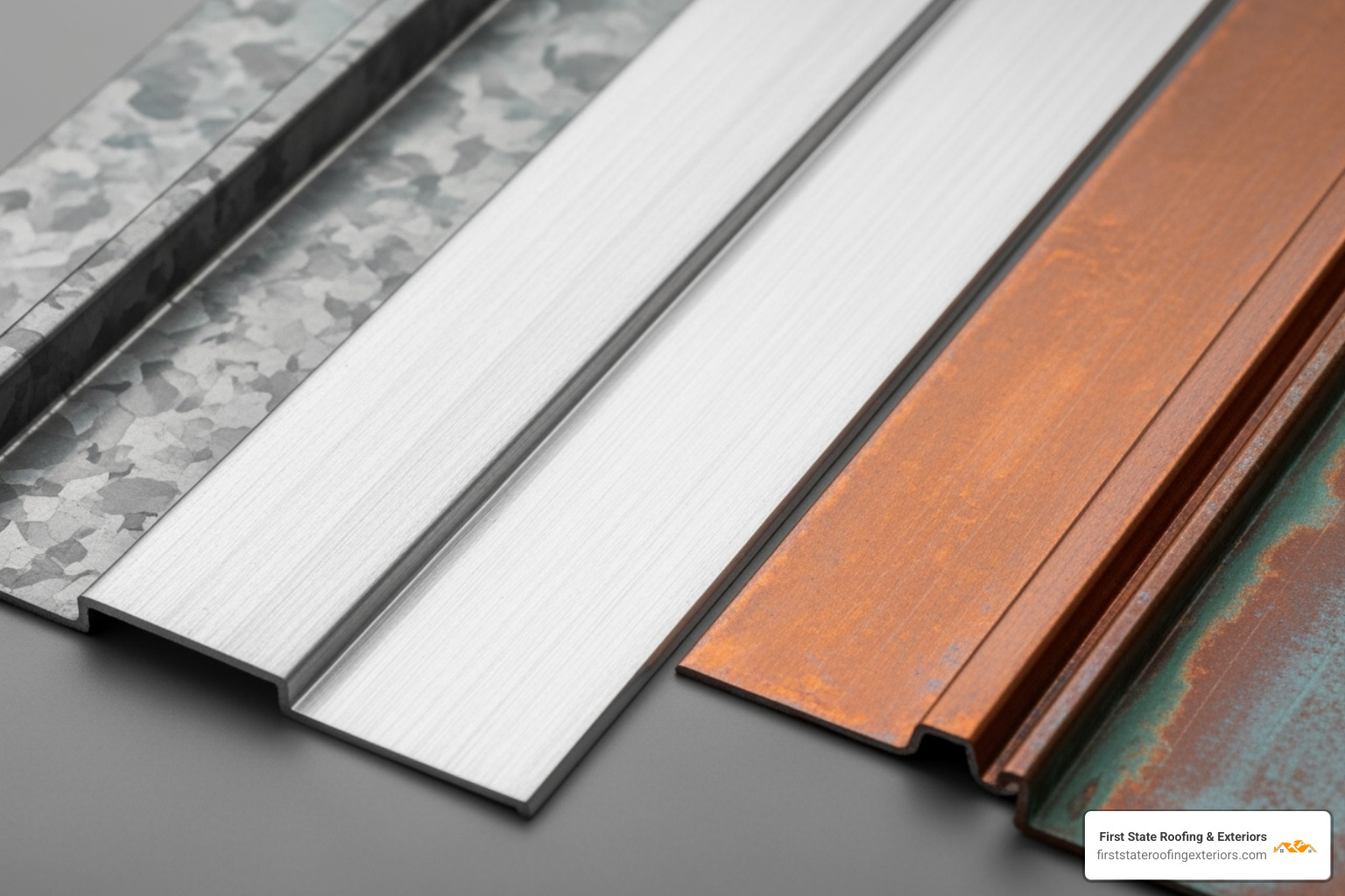 different metal roofing material samples like steel, aluminum, and copper - high quality metal roofing