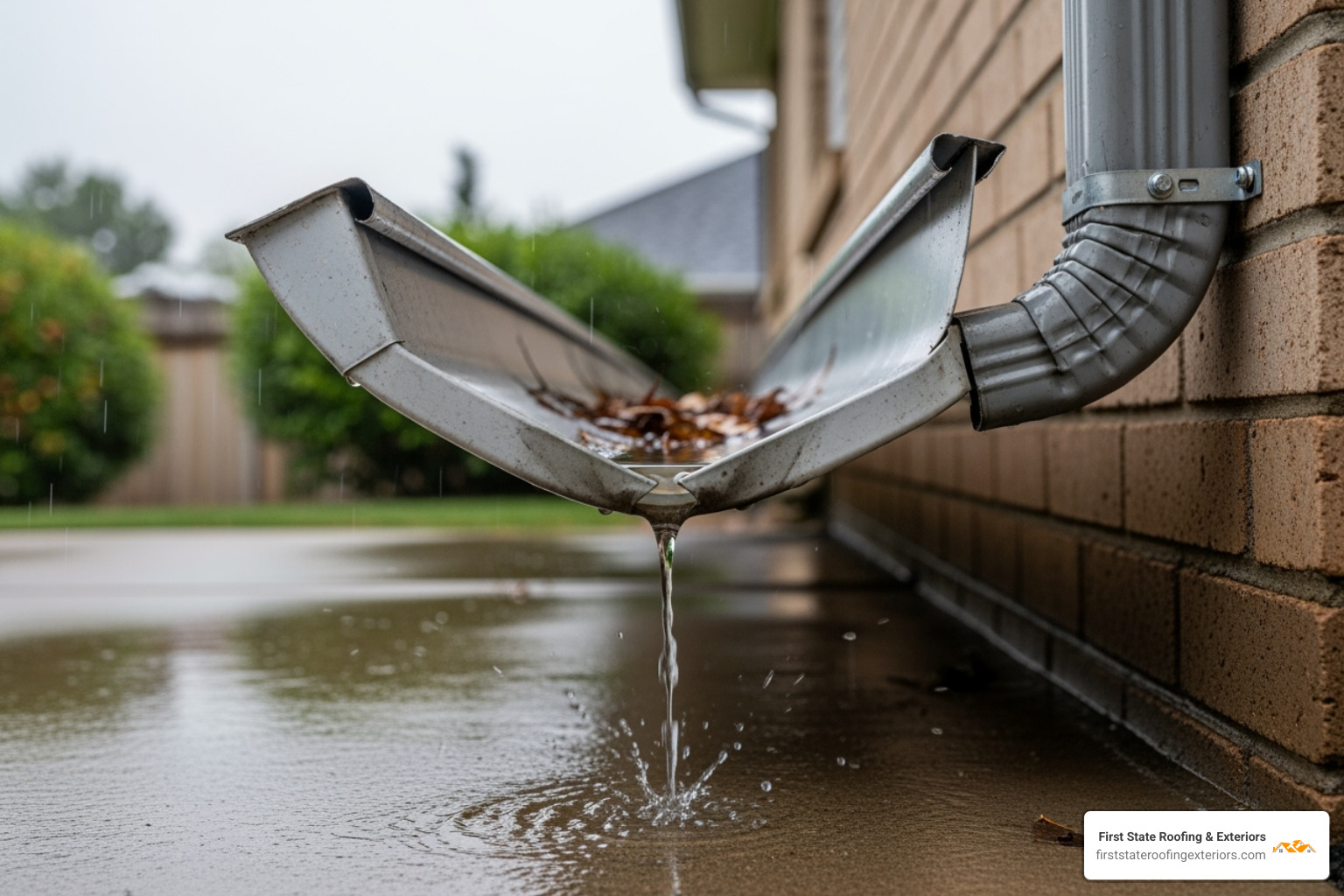 A common gutter issue like a sagging section or a leaking seam - Gutter repair cost