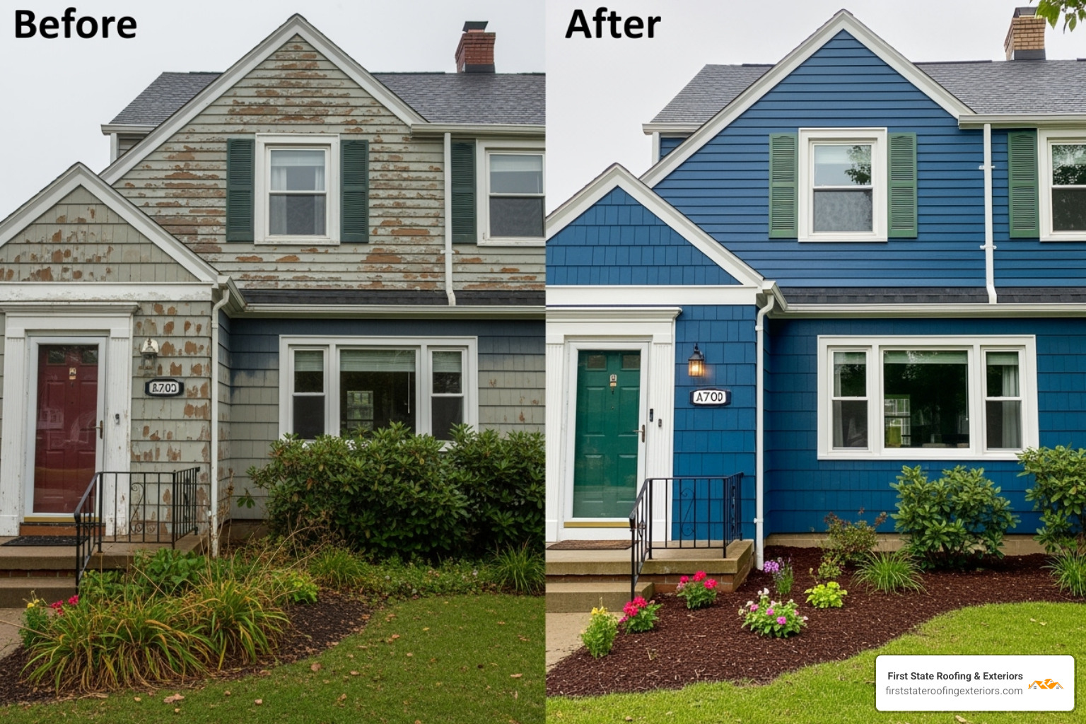 before and after painted Delaware home - exterior painting Delaware