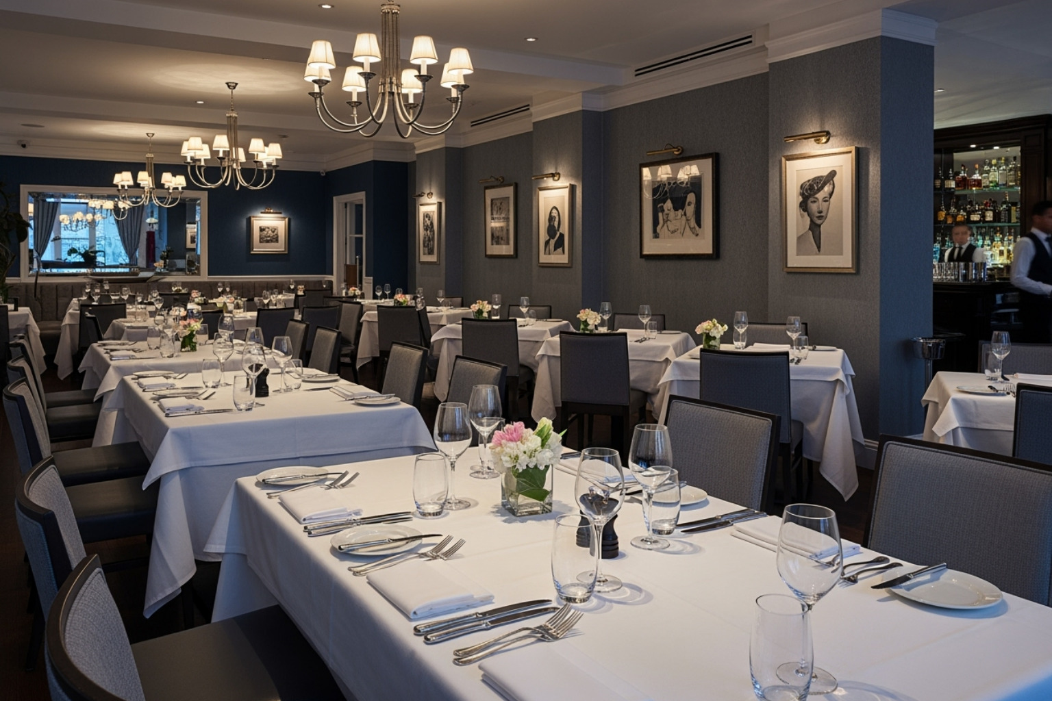 neat restaurant interior with impeccable table settings - Fine dining vacations