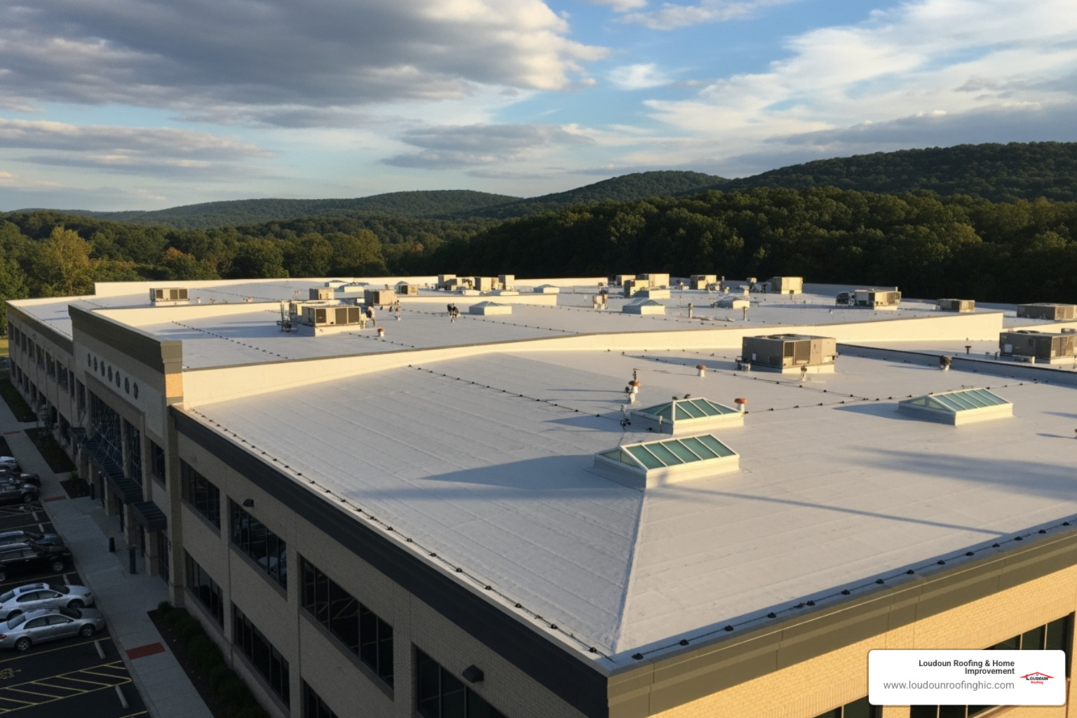 A completed commercial roofing project in Northern Virginia - roofing McLean VA