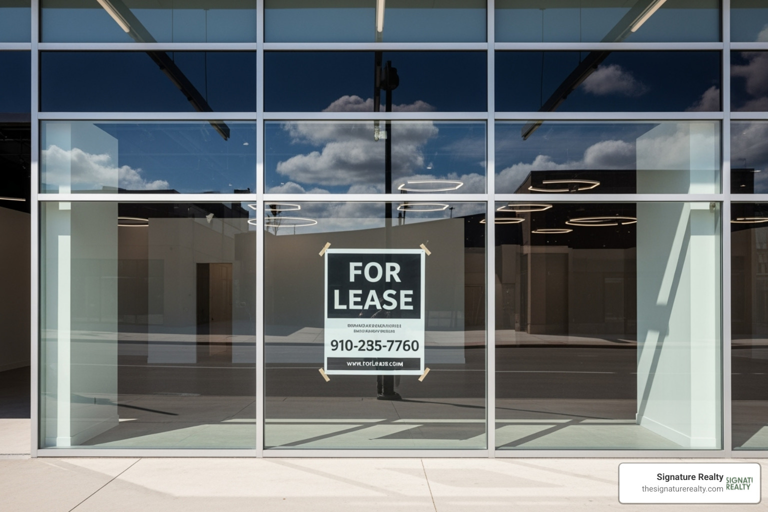 modern, vacant retail storefront with a "For Lease" sign. - Retail space Fort Lauderdale