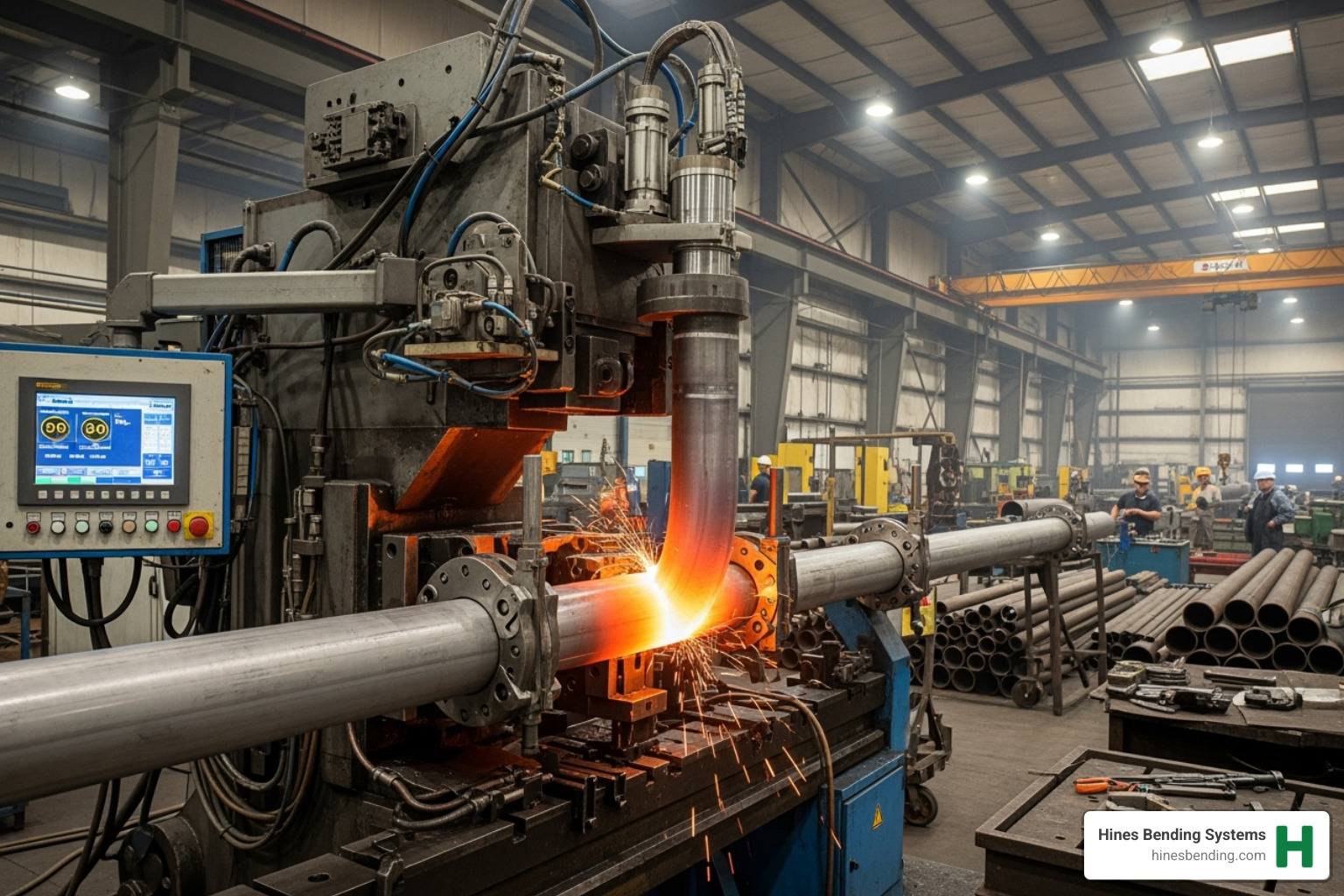 Hines induction bending machine in action - tube bending machine supplier