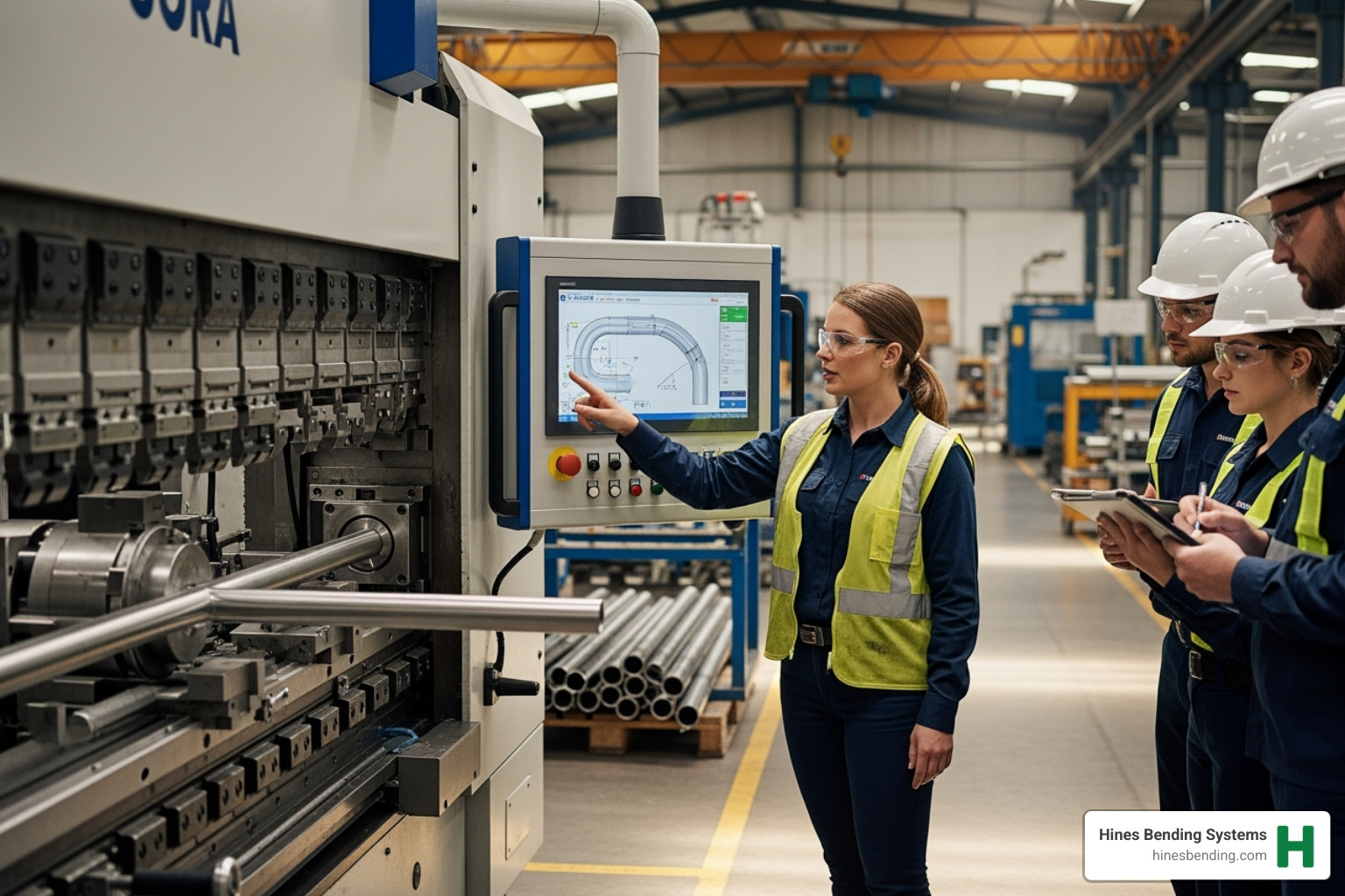 Hines engineer providing on-site training - tube bending machine supplier