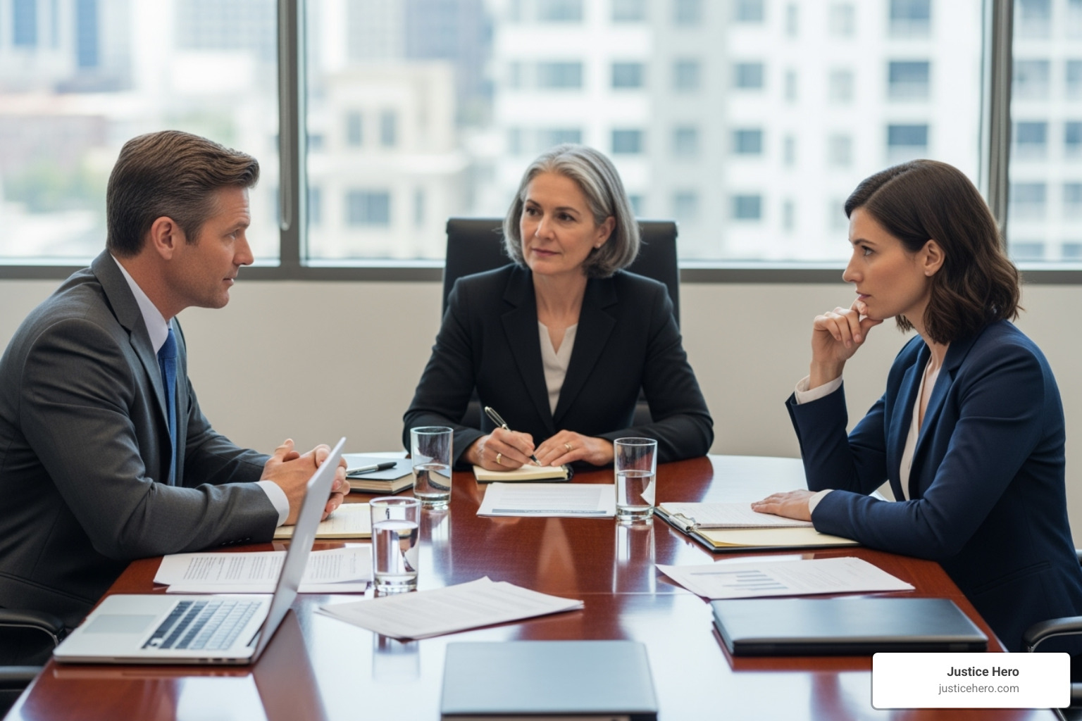 mediation session with a neutral third party at a table - car accident lawsuit process