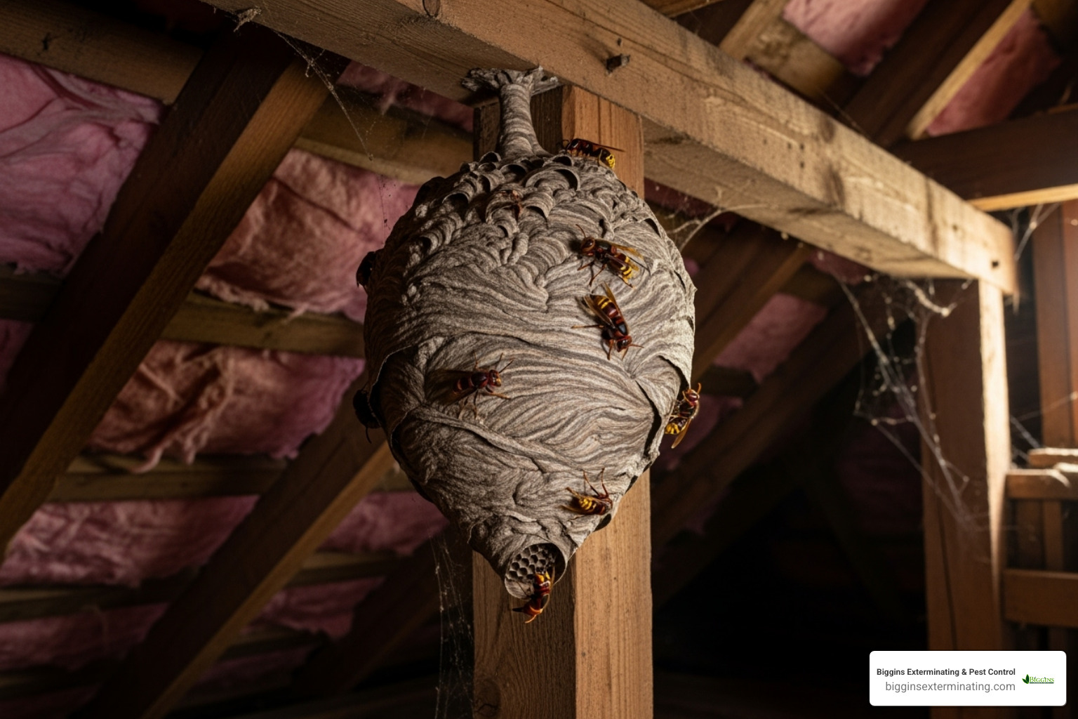 European hornet nest in an attic - how to remove a hornet nest from your house
