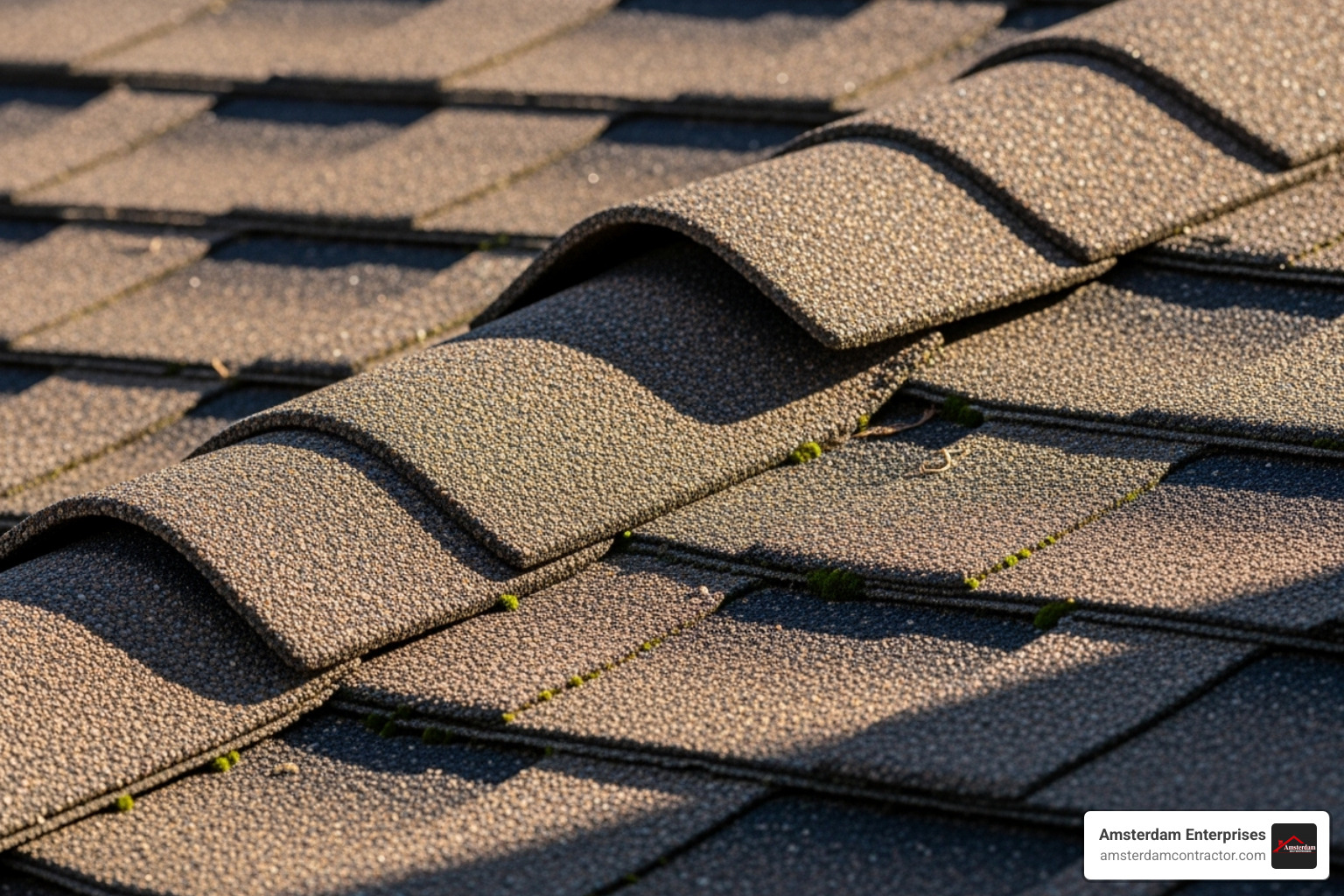 curling and buckling asphalt shingles - best roofing near me
