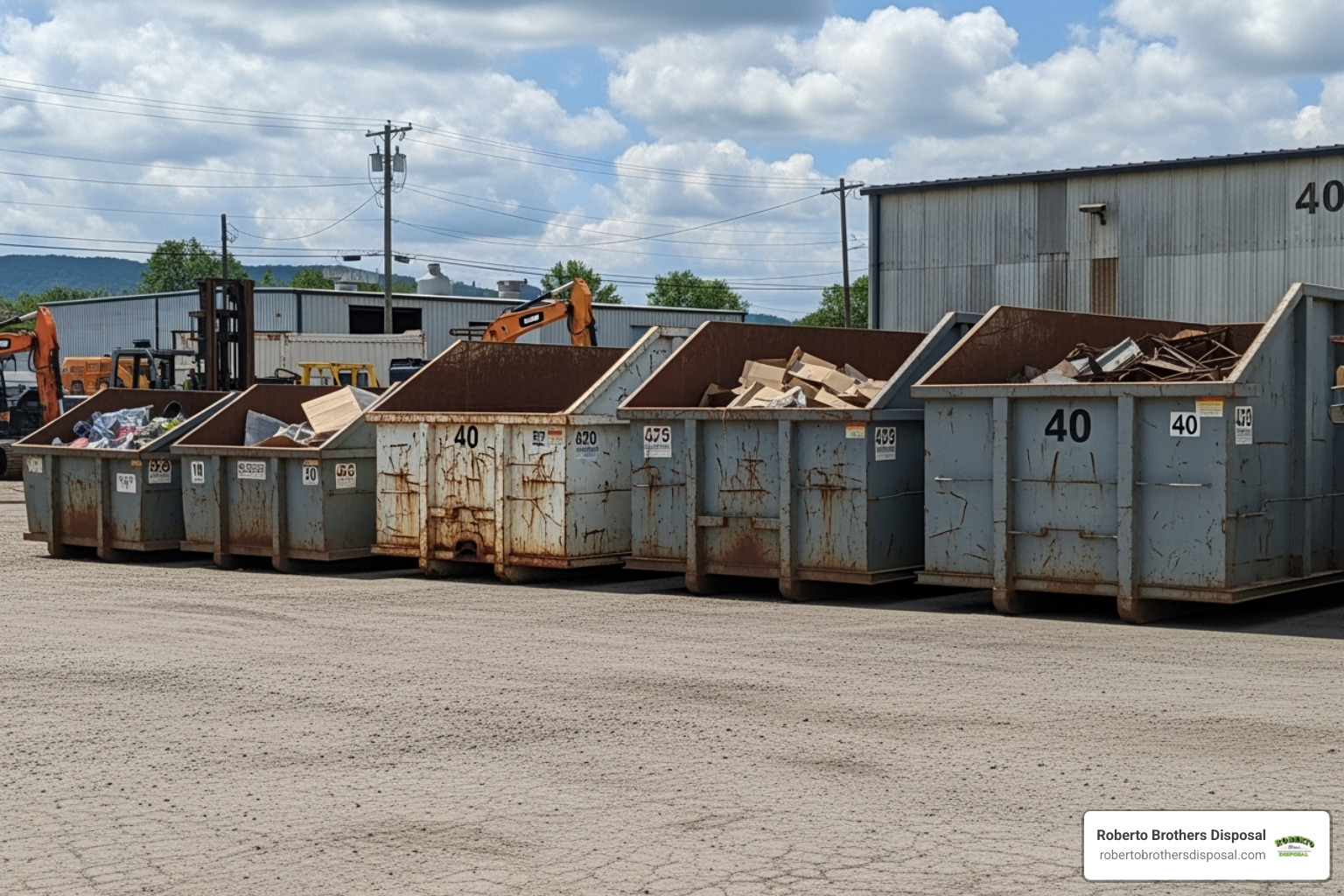 comparing the different roll-off dumpster sizes side-by-side - small business dumpster service