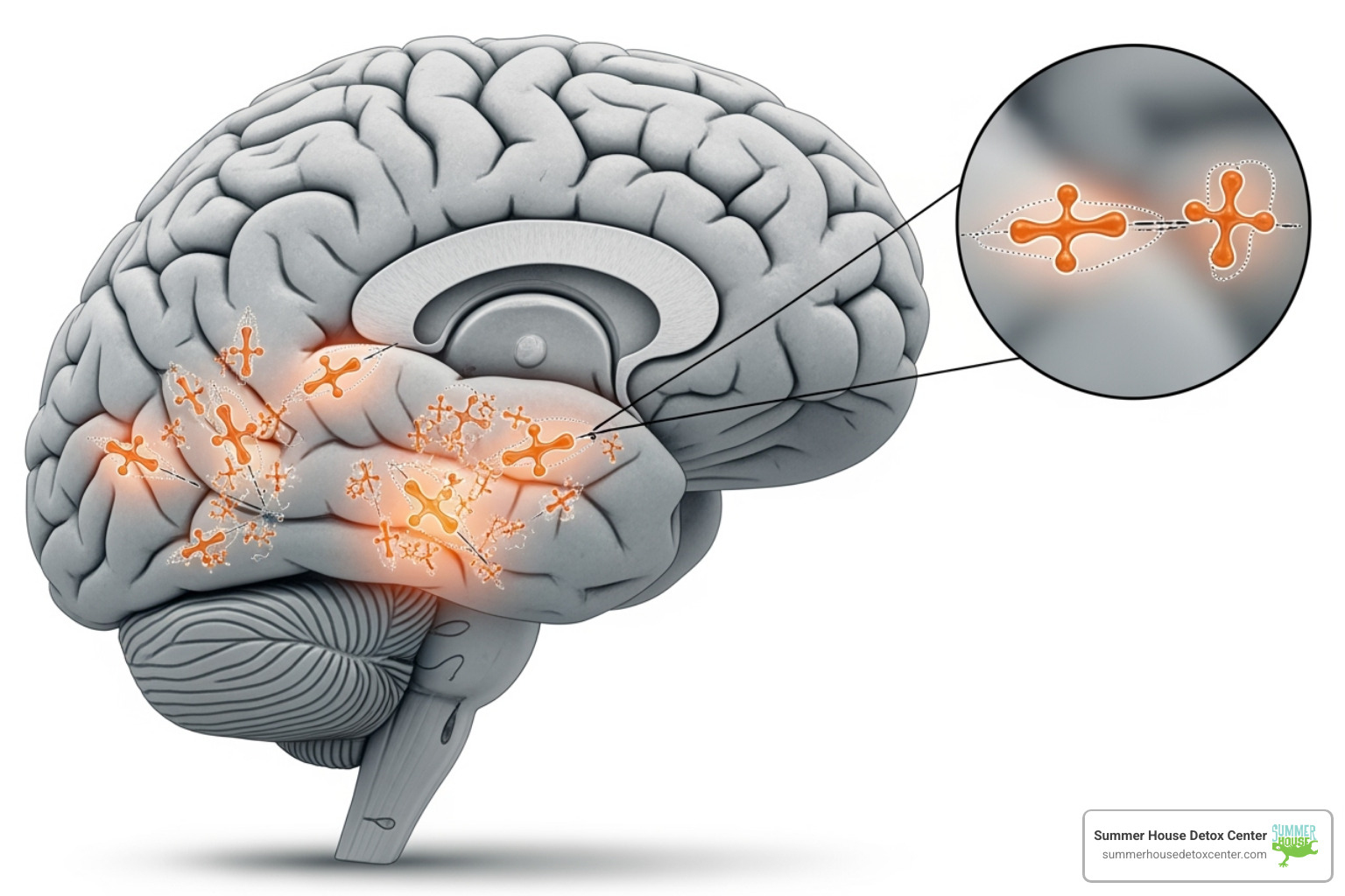 diagram showing how long-acting opioids affect the brain - methadone detox at home