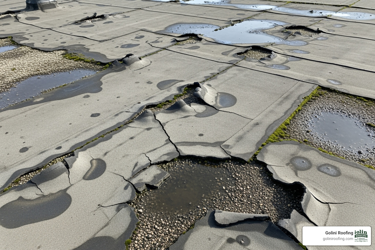 close-up of flat roof with visible damage - flat roof leak repair cost close-up of flat roof with visible damage - flat roof leak repair cost