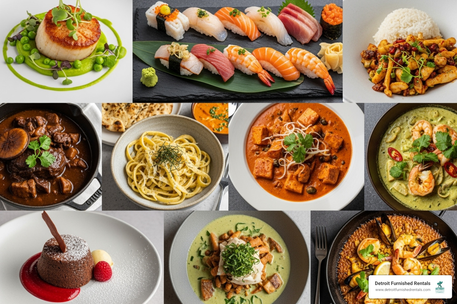 collage of logos or food from different restaurant week events - Detroit restaurant week