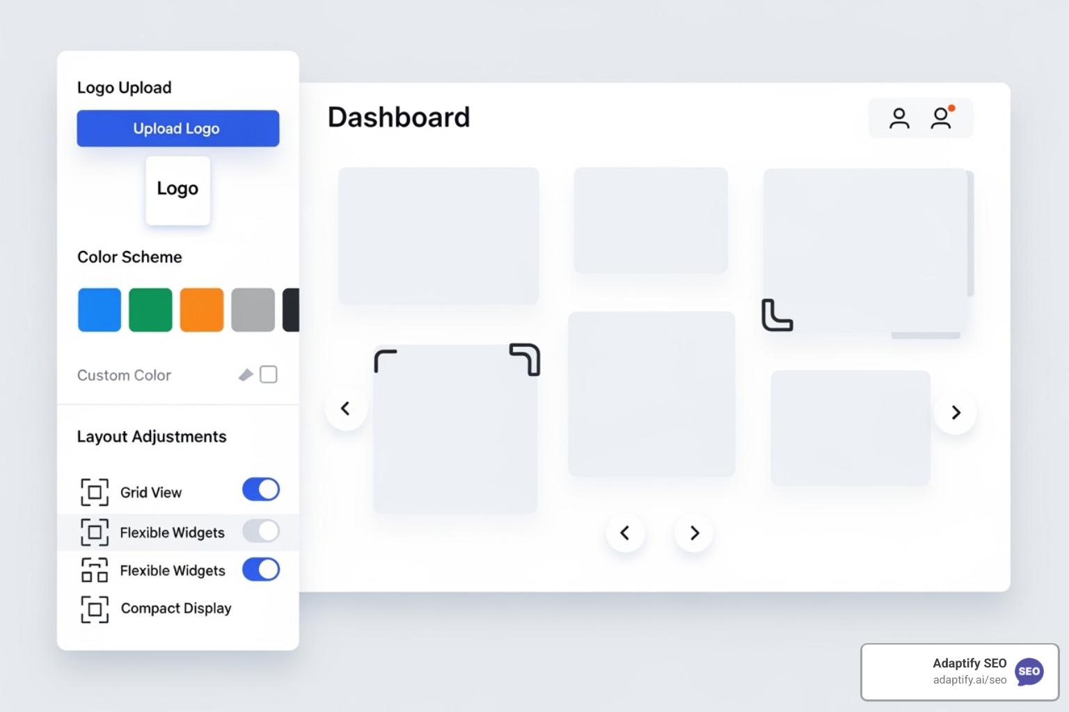 dashboard customization interface - White label dashboard