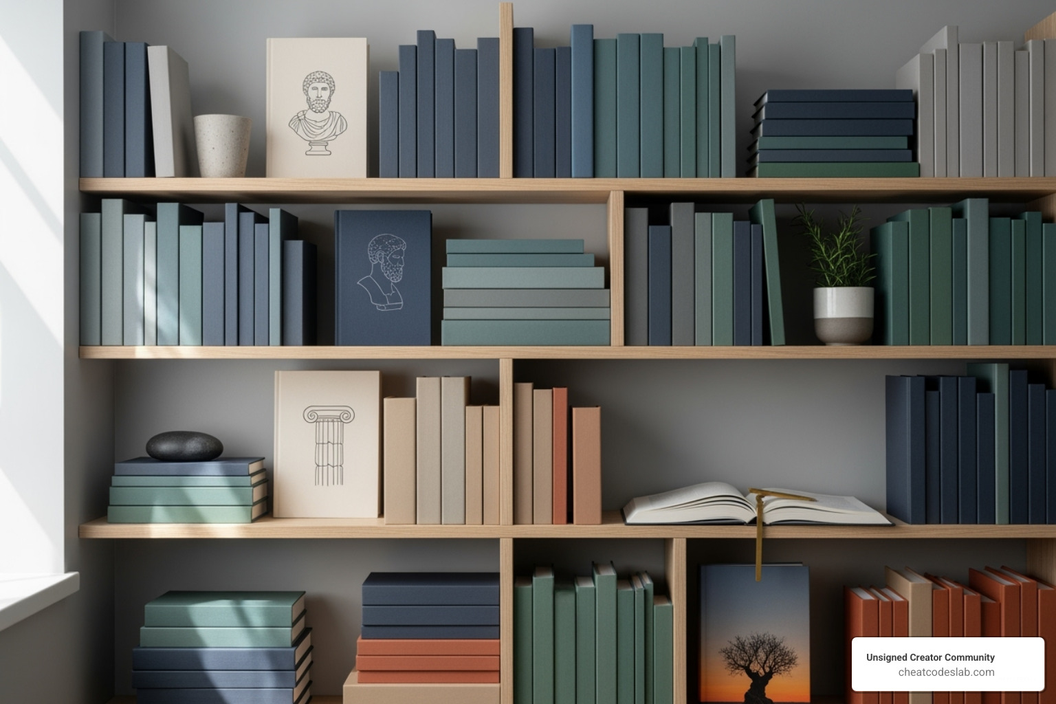 bookshelf with modern Stoic books - list of modern stoics