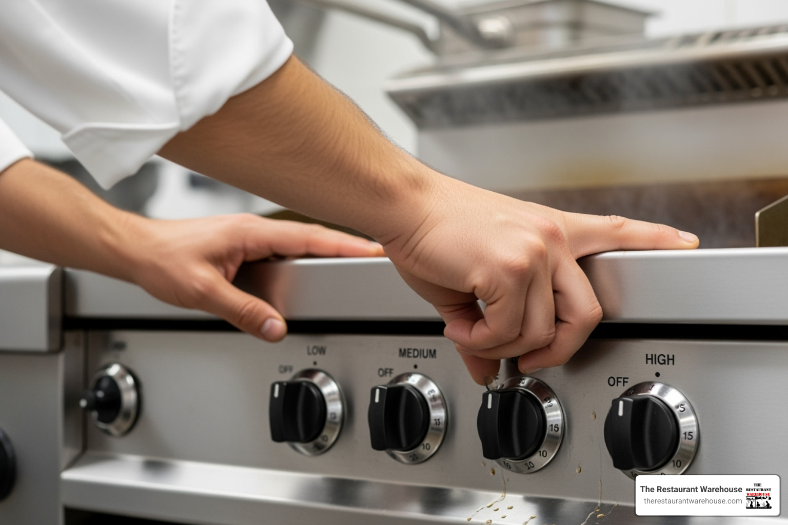 chef adjusting griddle controls - commercial griddles chef adjusting griddle controls - commercial griddles
