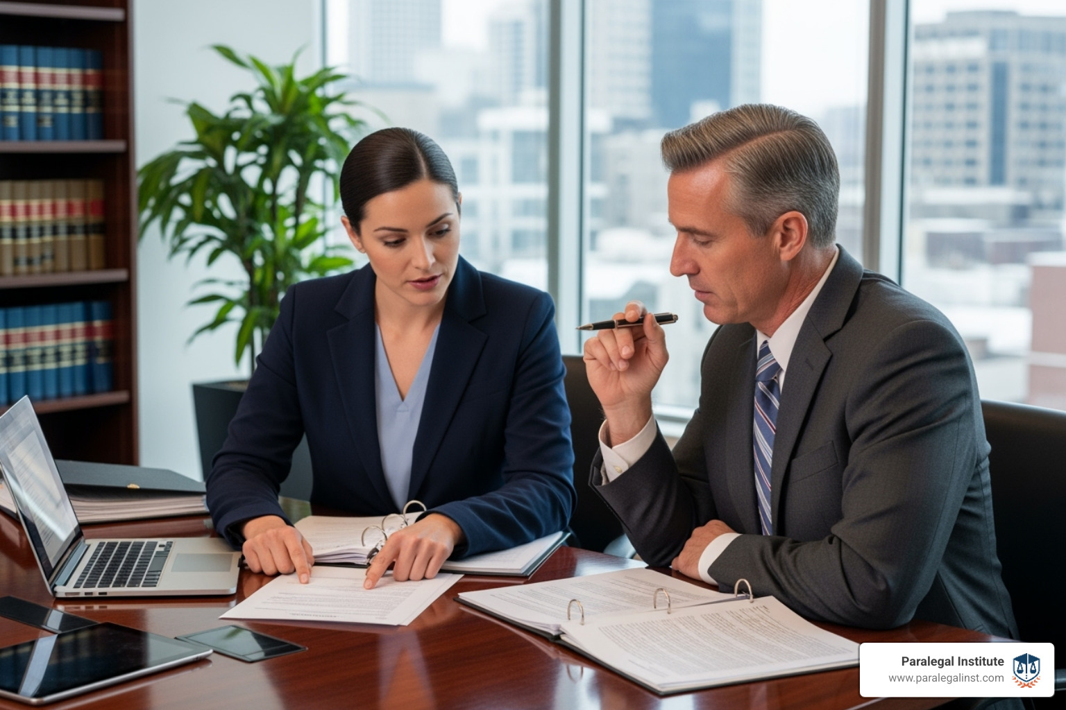 a paralegal collaborating with an attorney during a meeting - paralegal job search a paralegal collaborating with an attorney during a meeting - paralegal job search