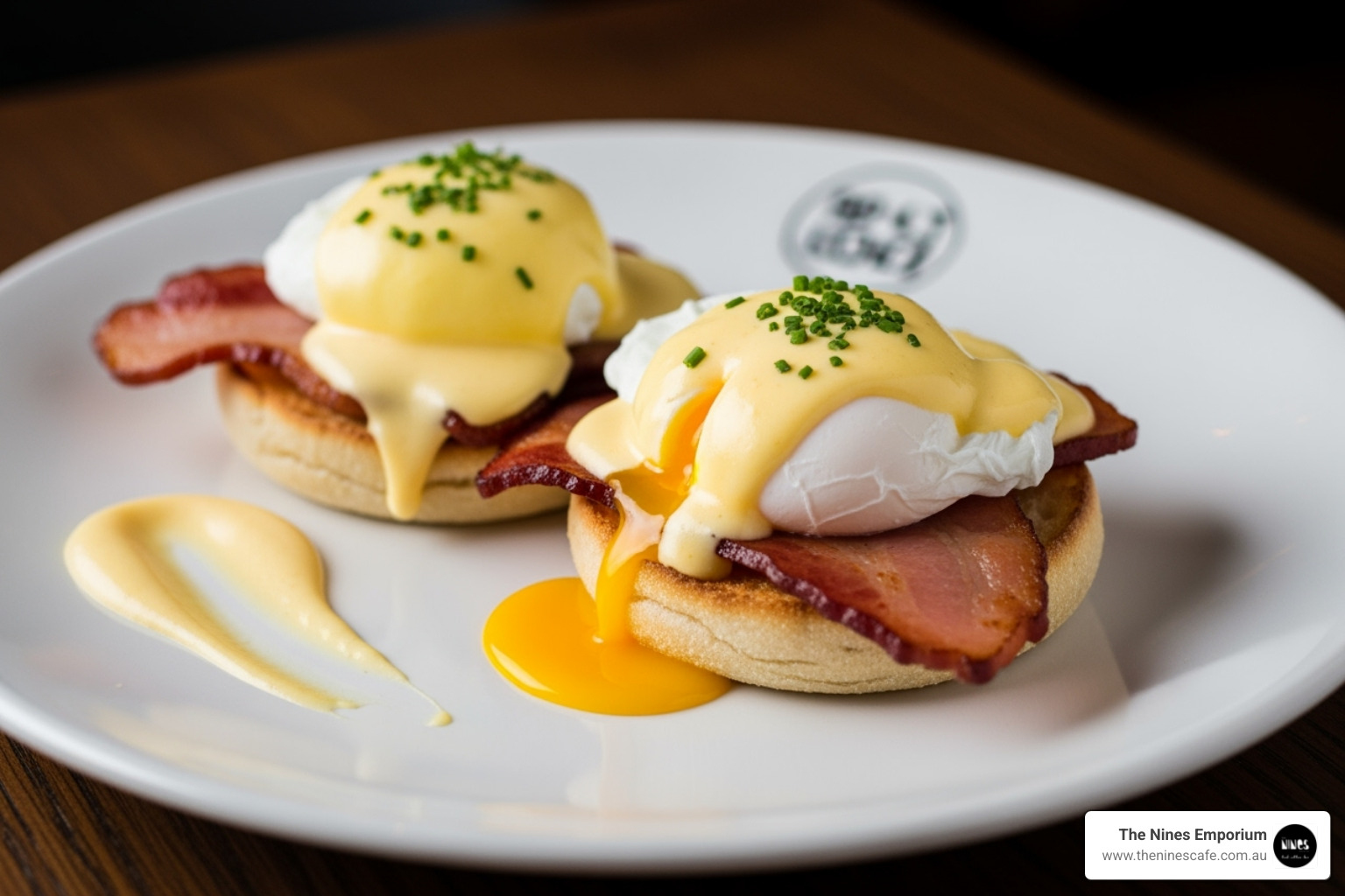 A perfectly plated Eggs Benny from The Nines - Best brunch spots Sunshine Coast