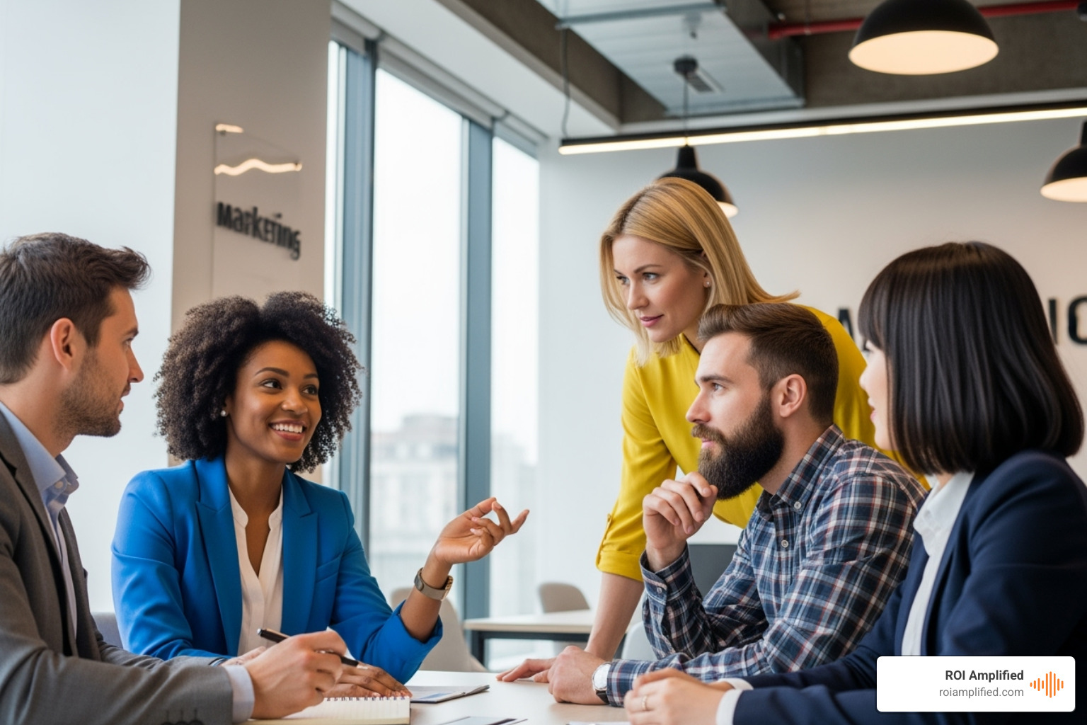 a diverse marketing team collaborating in a modern office - digital marketing in tampa a diverse marketing team collaborating in a modern office - digital marketing in tampa