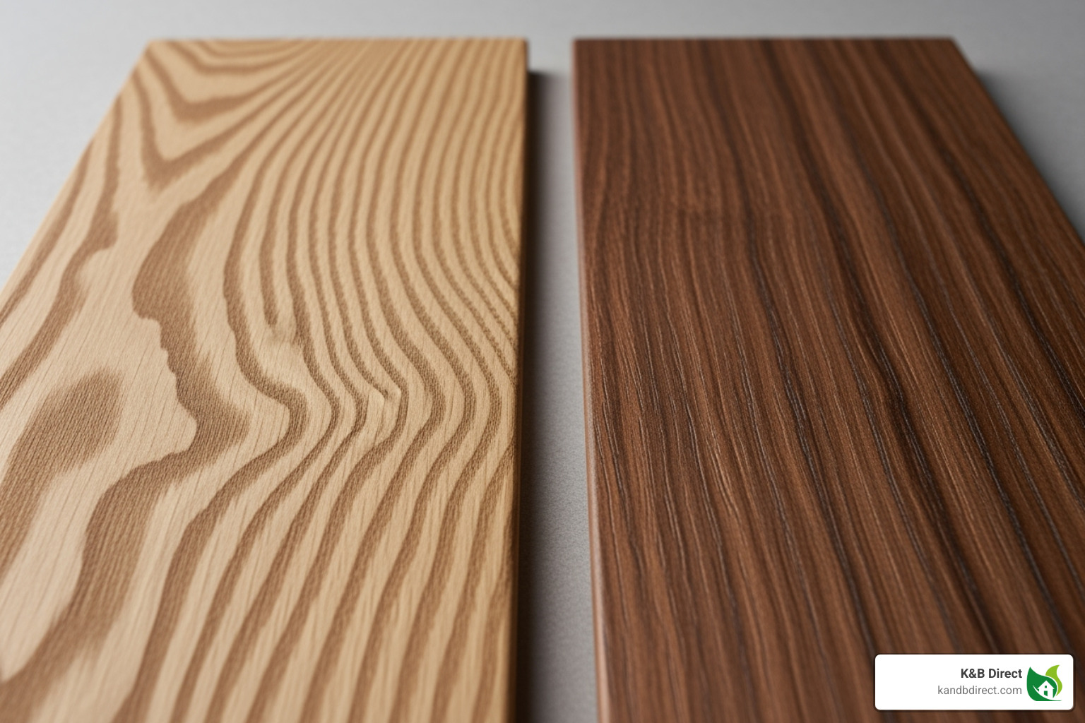 close-up showing the grain of different wood species like oak and walnut - modern interior wood doors