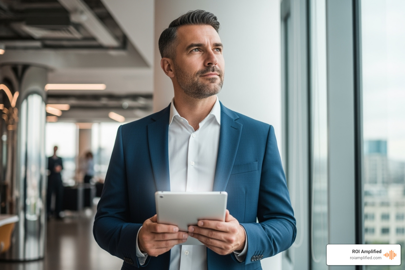 Business owner reviewing a digital marketing report on a tablet - search engine optimization delray beach