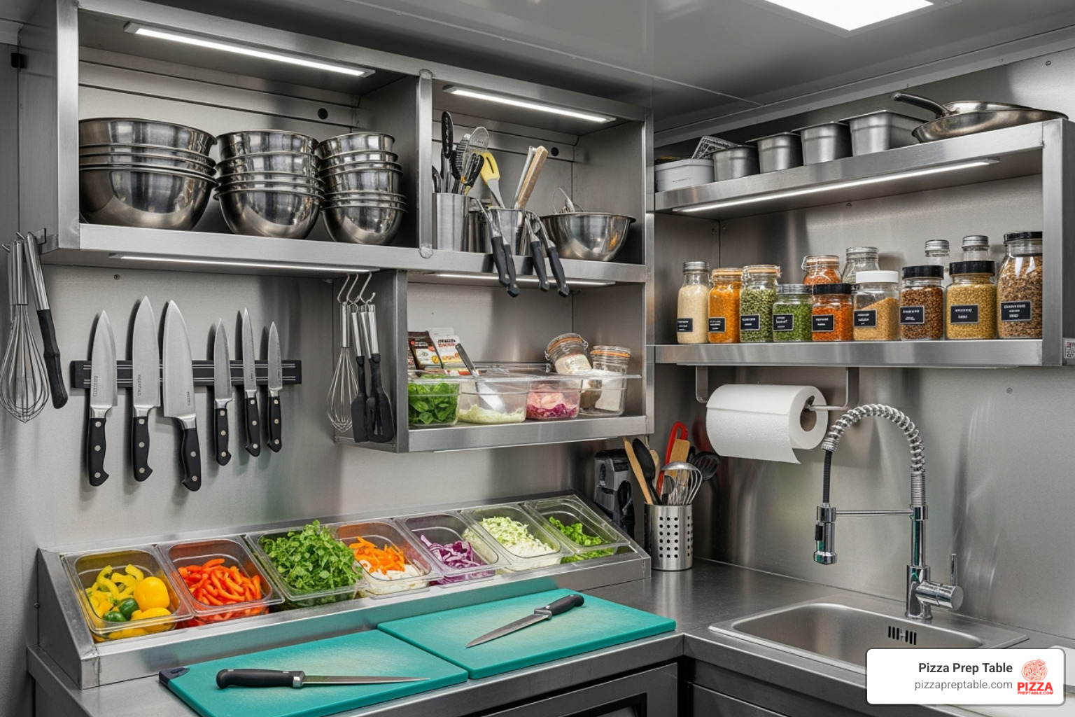 customized shelving - food truck shelving