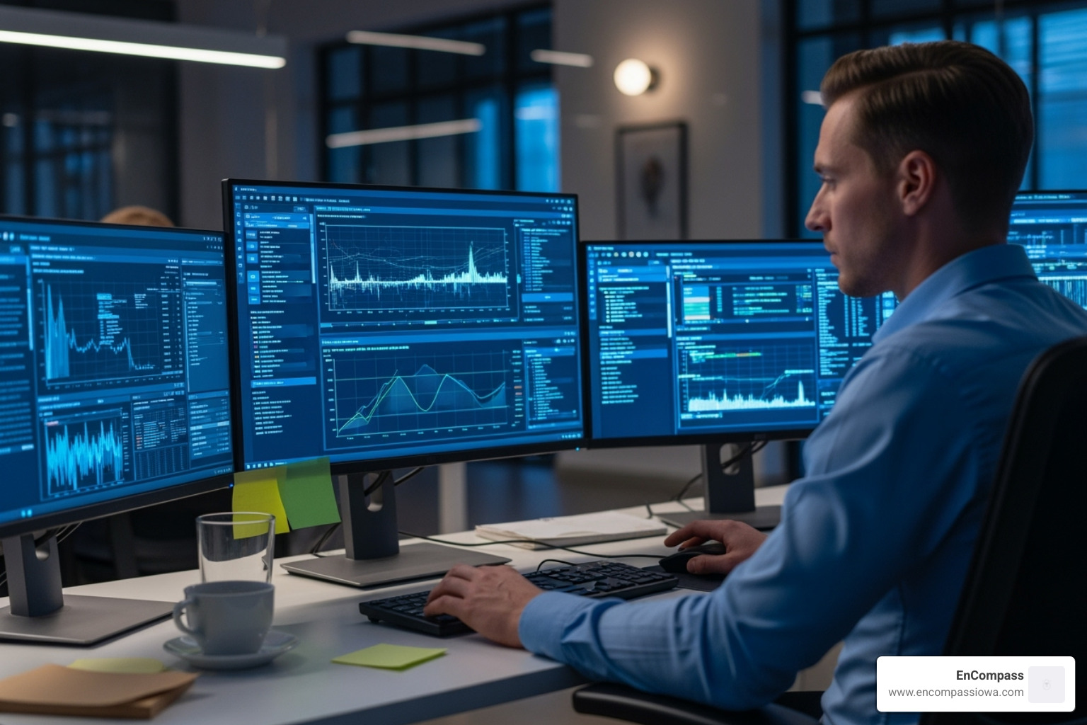 security analyst reviewing network data - network security assessment