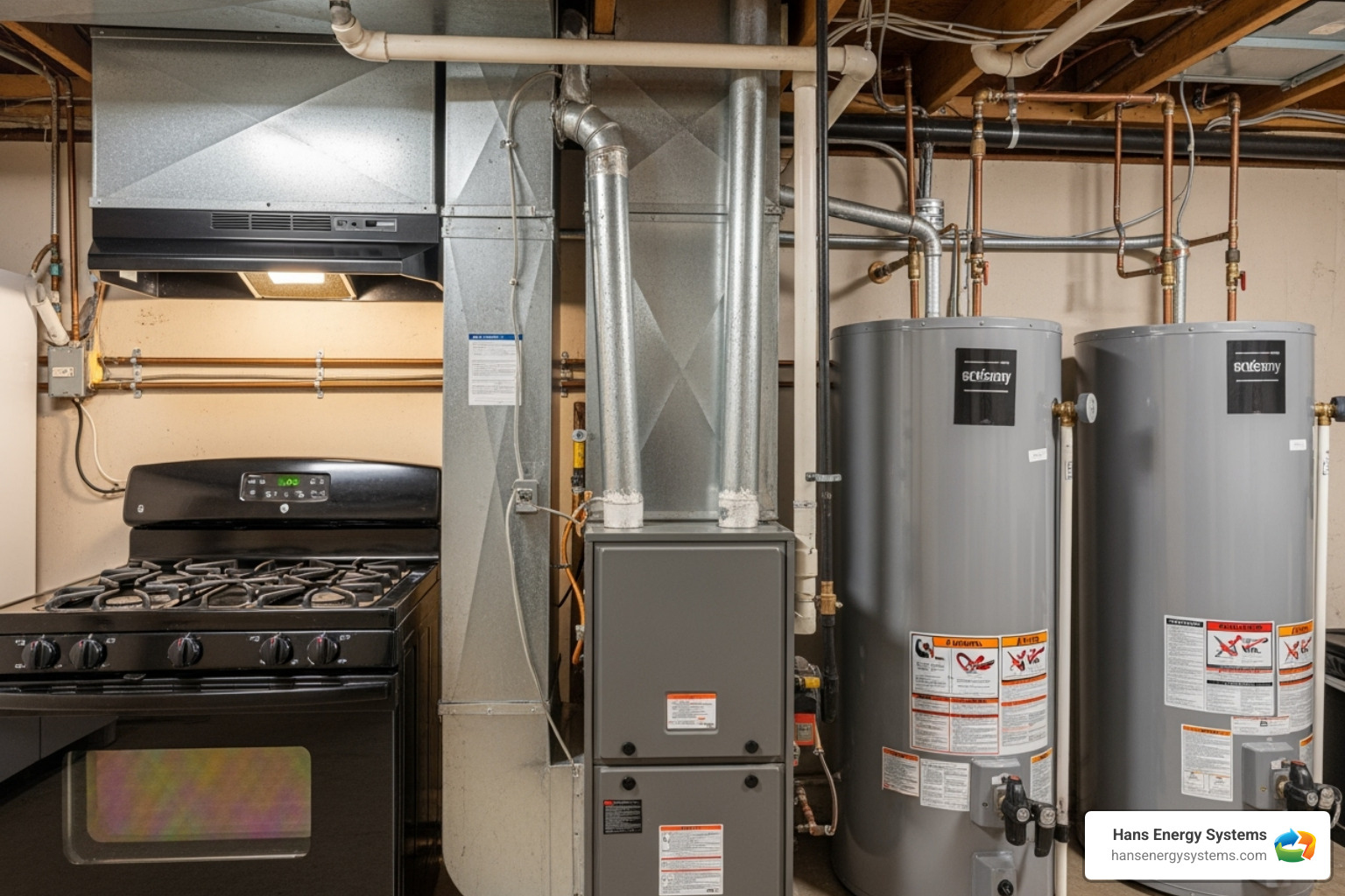Common household appliances like a furnace, water heater, and gas stove - Carbon monoxide leak
