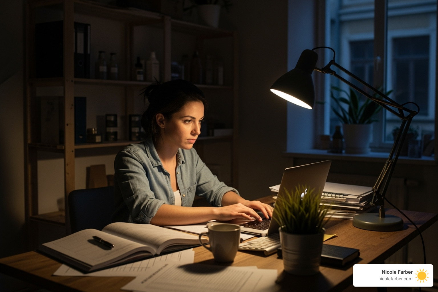 a woman entrepreneur working late in her small business in Luzerne County - Empowering women entrepreneurs