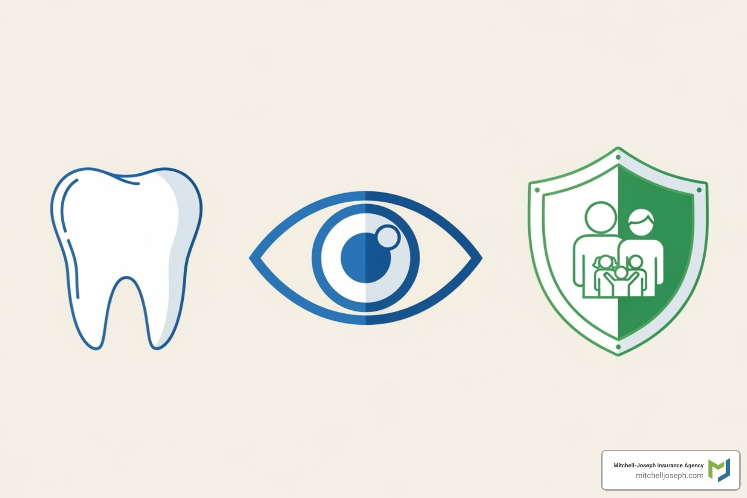icons representing dental, vision, and life insurance - restaurant employee insurance icons representing dental, vision, and life insurance - restaurant employee insurance