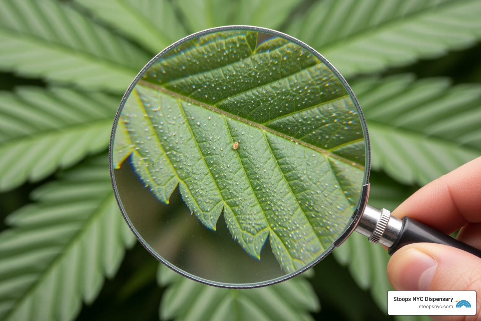 cannabis leaf under magnifying glass - is marijuana legal