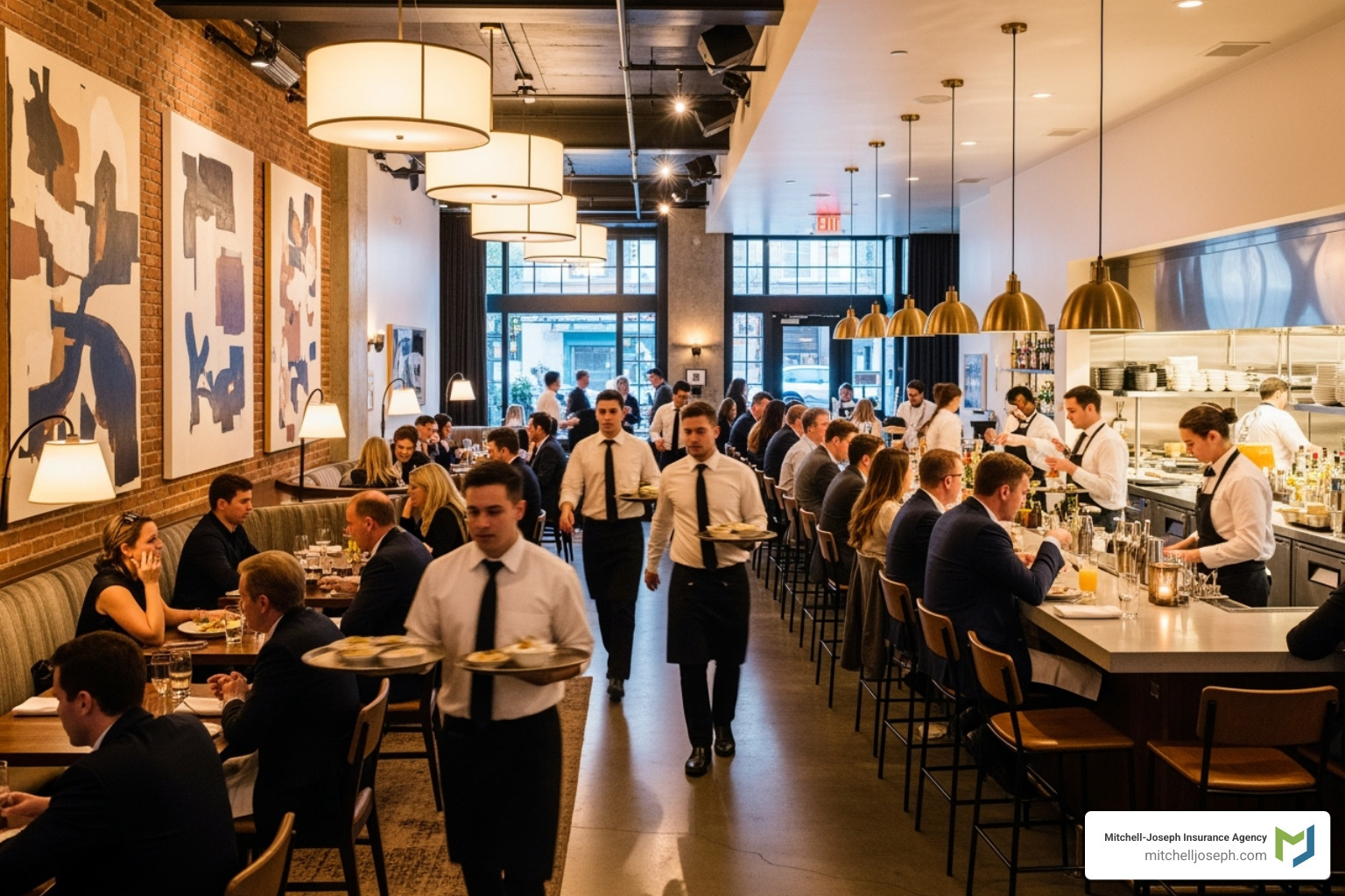 busy modern restaurant interior - restaurant insurance naples
