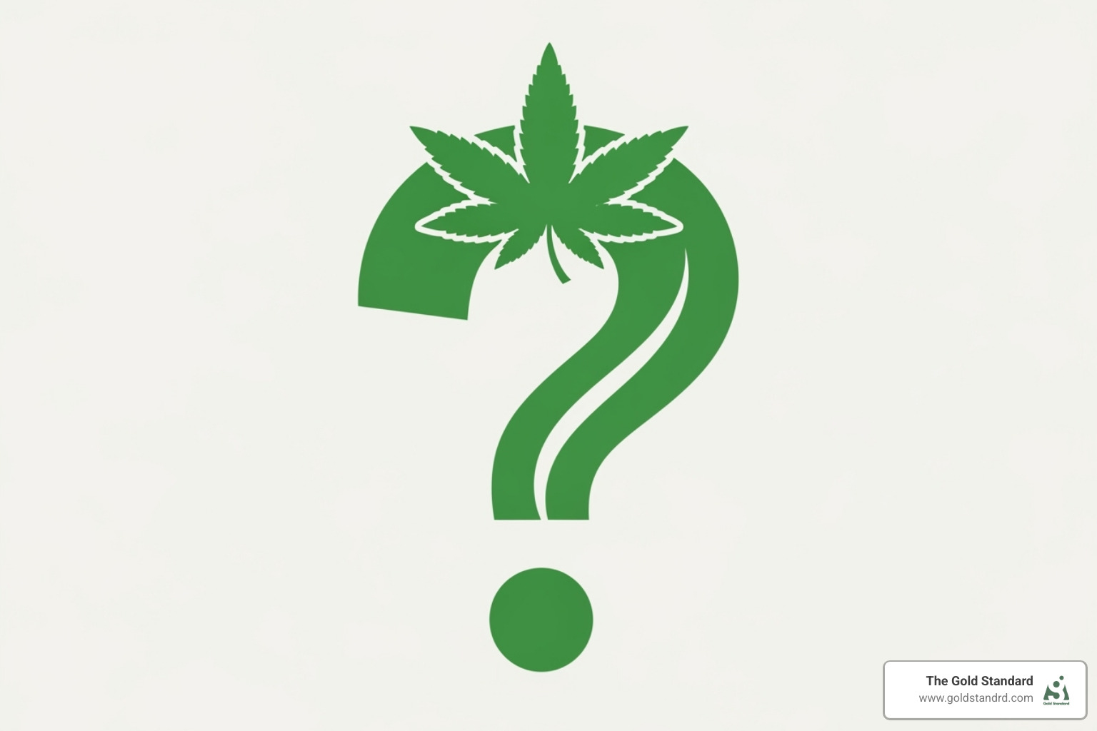 A stylized question mark with a cannabis leaf motif - dispensary loyalty program