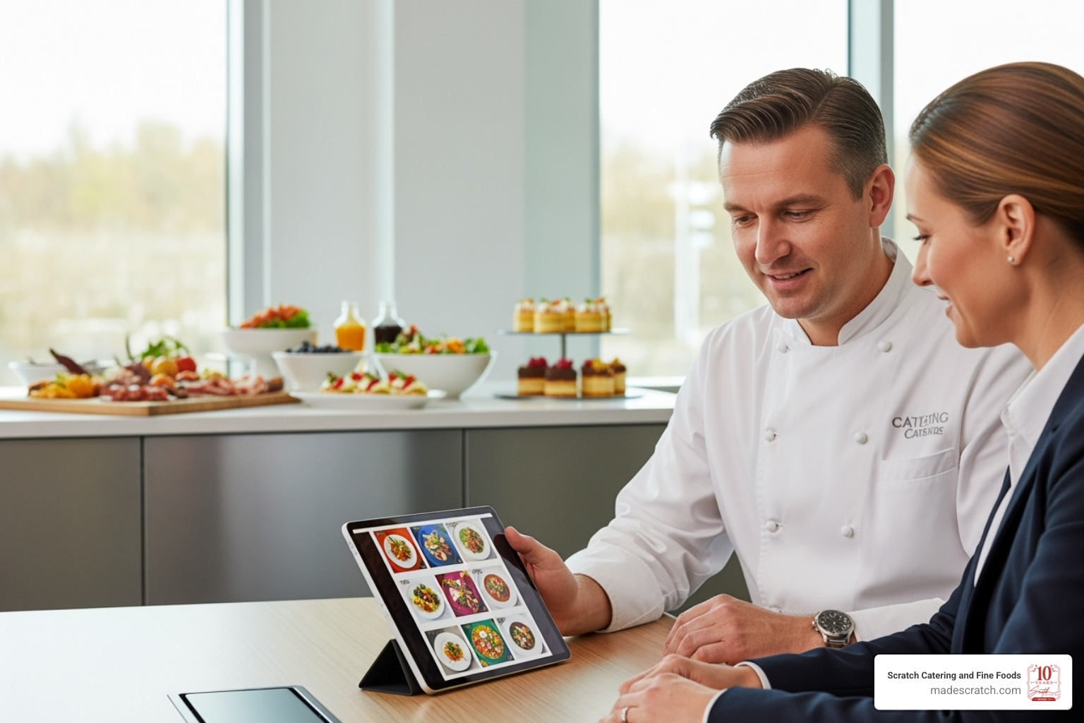 professional caterer discussing menu options - corporate caterers catering professional caterer discussing menu options - corporate caterers catering