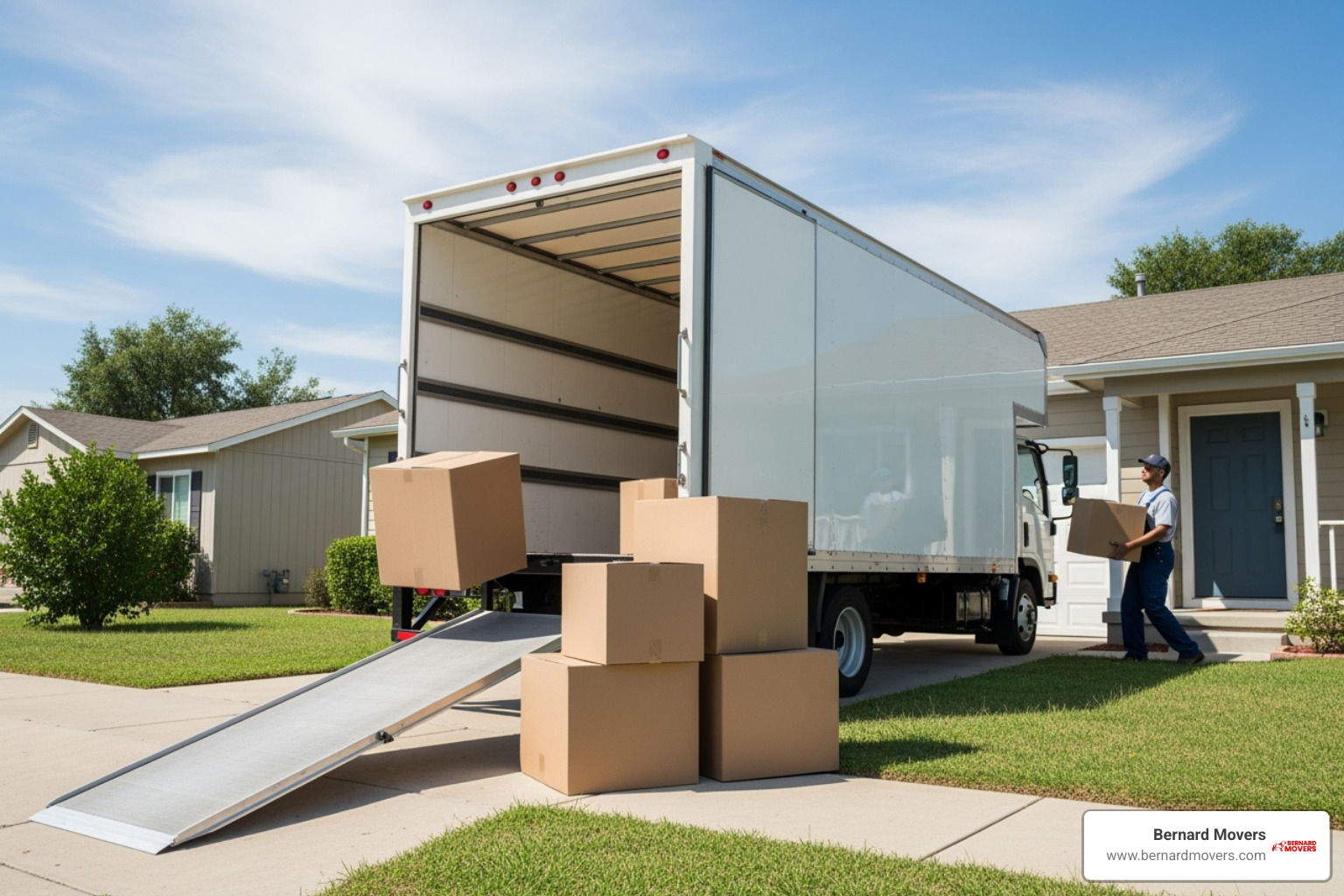 Neatly packed moving boxes labeled by room - cheap interstate moving options