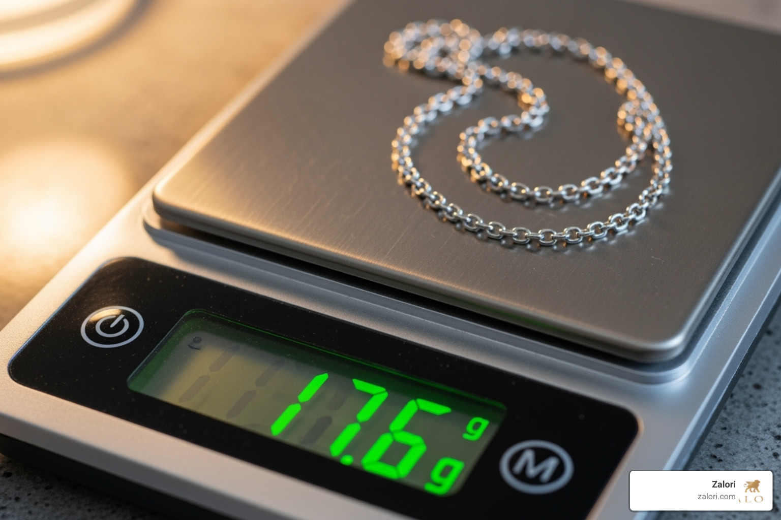 a digital scale weighing a silver chain - price of silver chain per gram a digital scale weighing a silver chain - price of silver chain per gram