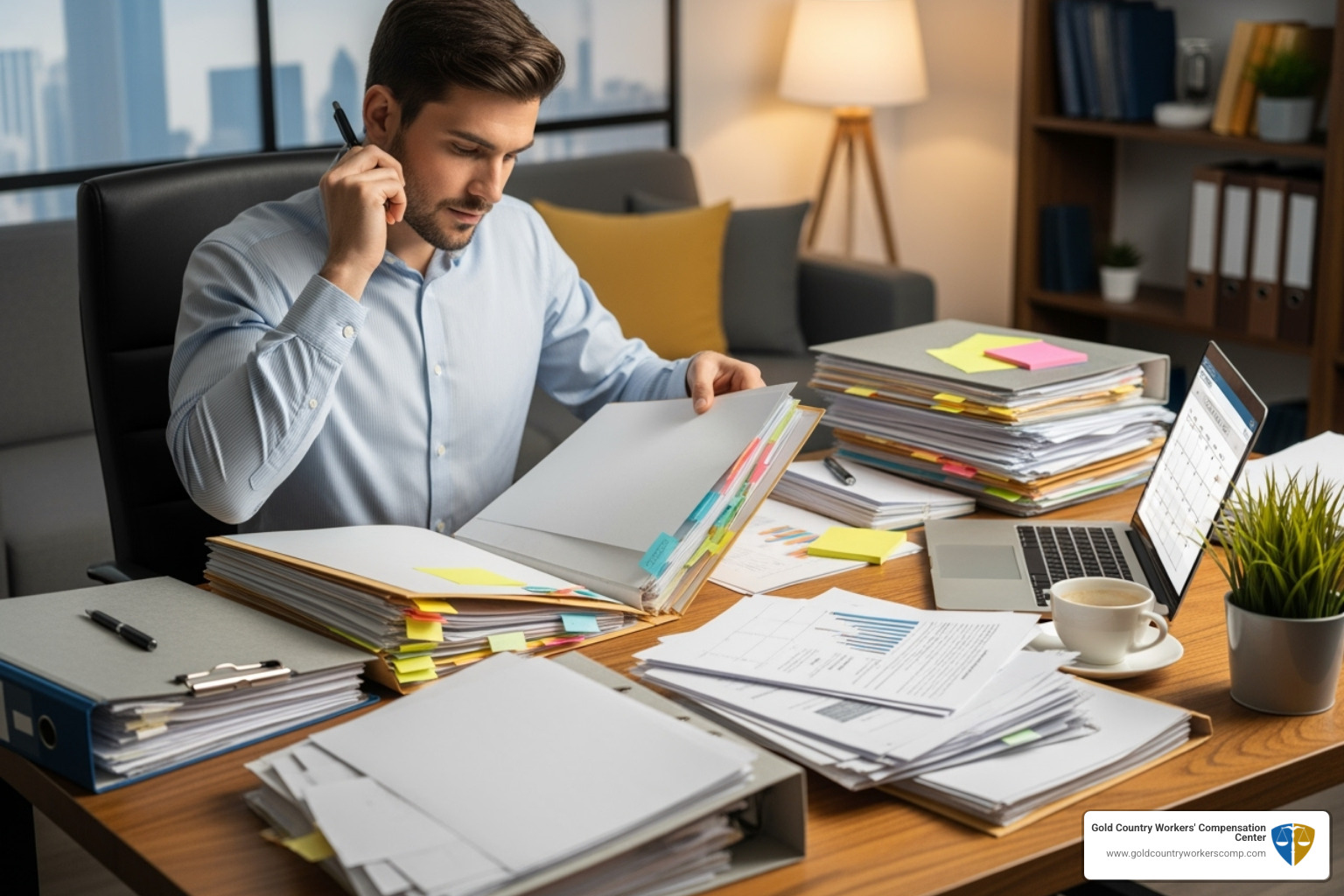 person organizing documents for a meeting - social security attorneys near me