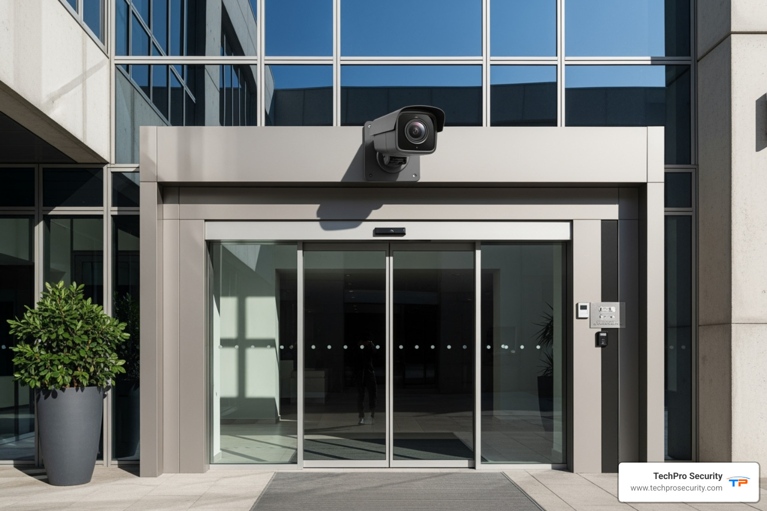 Secure business entrance with CCTV - cctv camera annual maintenance contract