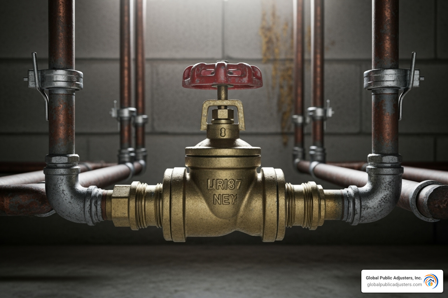 main water shut-off valve - Broken pipe insurance claim