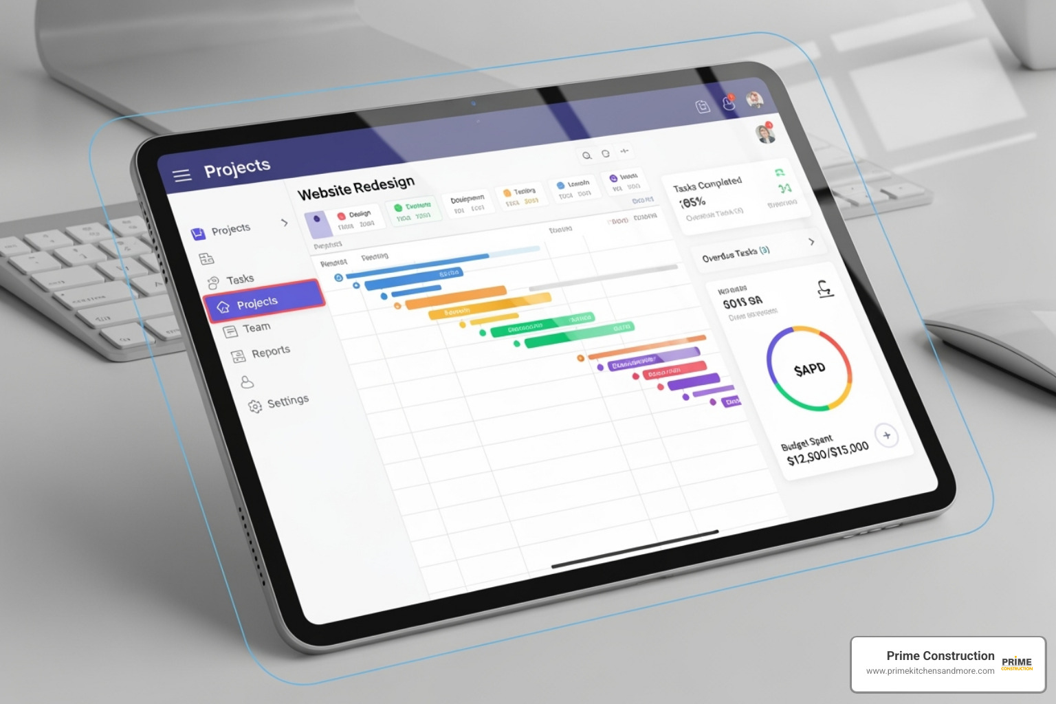 project management app dashboard on a tablet - Renovation project management