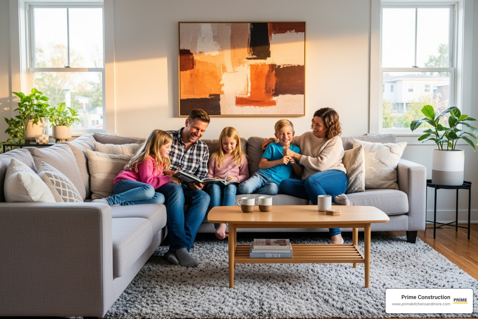 happy family enjoying their newly renovated living space - Renovation project management