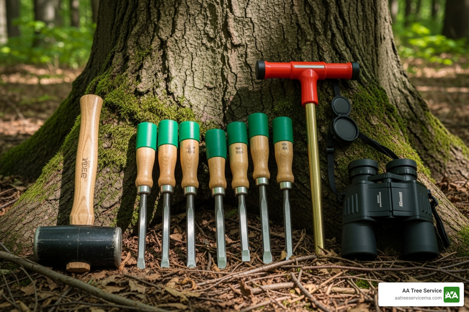 arborist inspecting a tree with specialized tools - local tree experts